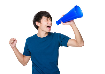Man shout with loud speaker
